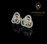Elegant Floral Diamond Stud Earrings in 14 Karat Gold
