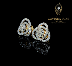 Elegant Floral Diamond Stud Earrings in 14 Karat Gold