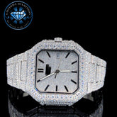 Luxury Square Automatic Watch – Full Iced Out with Moissanite Diamonds