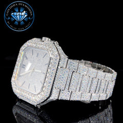 Luxury Square Automatic Watch – Full Iced Out with Moissanite Diamonds
