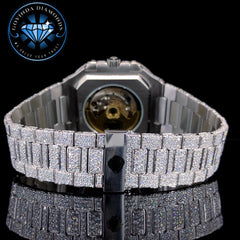 Luxury Square Automatic Watch – Full Iced Out with Moissanite Diamonds