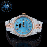 Luxury Automatic Watch – Ice Blue Arabic Dial with Two-Tone Rose & White Bracelet