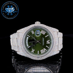Luxury Automatic Watch – Green Roman Numeral Dial with Prestigious Bracelet