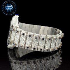 Luxury Automatic Watch – Arabic Dial, Full Iced Out with White & Black Moissanite Diamonds