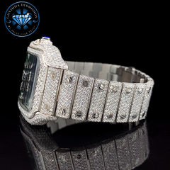 Luxury Green Dial Automatic Watch – Full Iced Out with Moissanite Diamonds