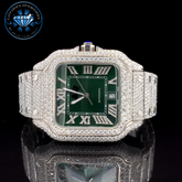 Luxury Green Dial Automatic Watch – Full Iced Out with Moissanite Diamonds
