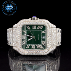 Luxury Green Dial Automatic Watch – Full Iced Out with Moissanite Diamonds