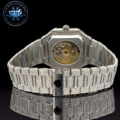 Luxury Square Case Automatic Watch – Full Iced Out with Moissanite Diamonds