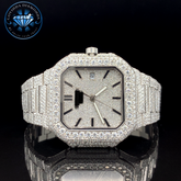 Luxury Square Case Automatic Watch – Full Iced Out with Moissanite Diamonds