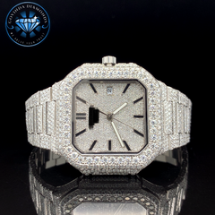 Luxury Square Case Automatic Watch – Full Iced Out with Moissanite Diamonds