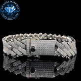Cuban Chain Bracelet in 925 Sterling Silver Studded with Moissanite Diamonds